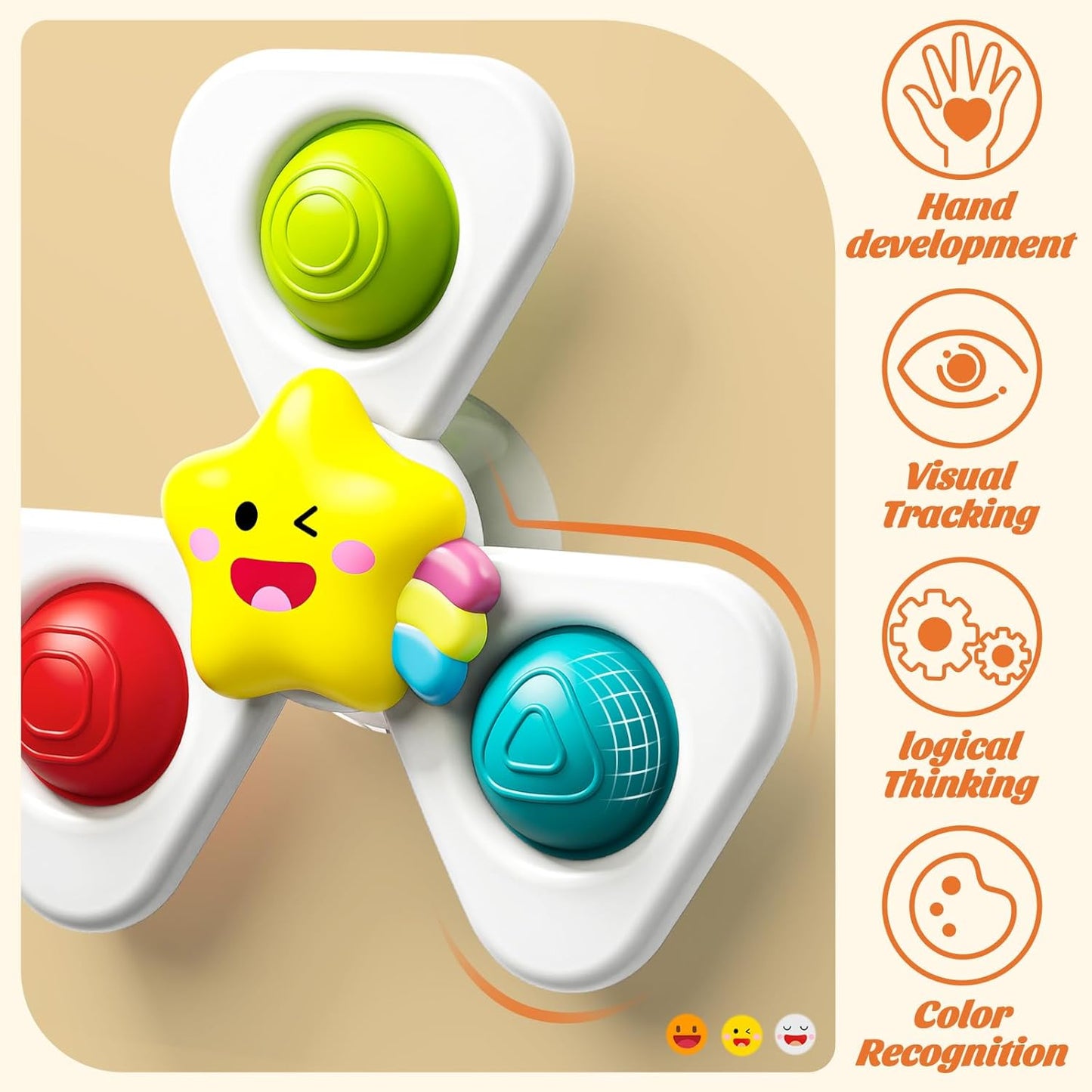 SpringFlower Baby Toys - Suction Cup Spinner Bath Toy for 0-18 Months | Sensory Travel Toy for Toddlers