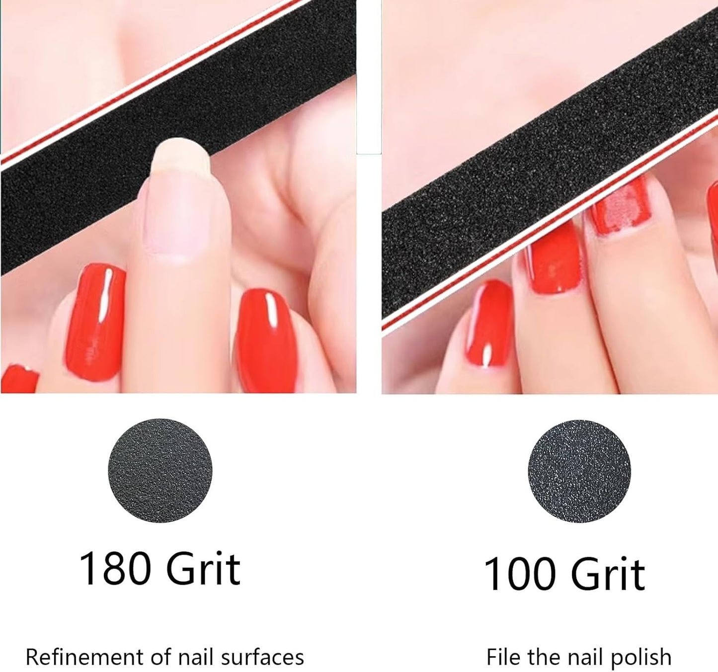 Skiennix Nail Files - 21 Pcs Double-Sided Emery Boards with 100/180 Grit - Black