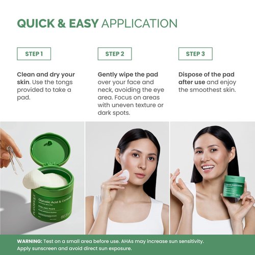 Plantifique Korean Glycolic Acid Toner Pads - 60 Pcs with Niacinamide & CICA | Gentle Daily Exfoliation for All Skin Types