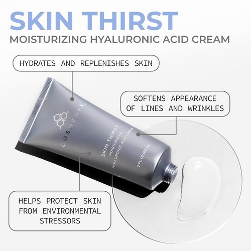 COSMEDIX Skin Thirst Hyaluronic Acid Moisturizer - Hydrating Face Cream for Pores & Fine Lines | Daily Skin Care for Softer, Smoother Skin