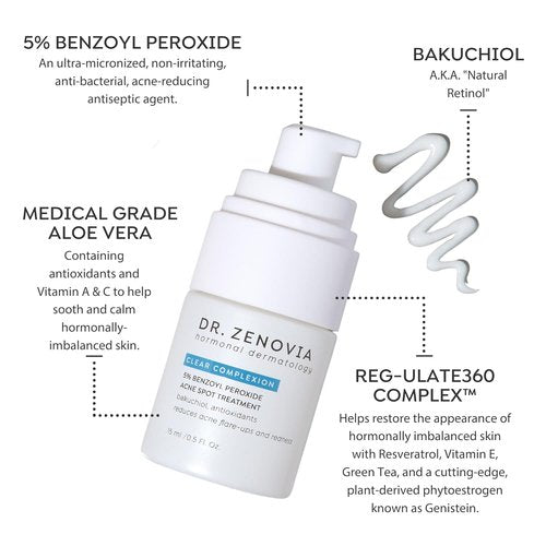 Dr. Zenovia Acne Spot Treatment - 5% Benzoyl Peroxide for Clear Skin | Fast-Acting Formula