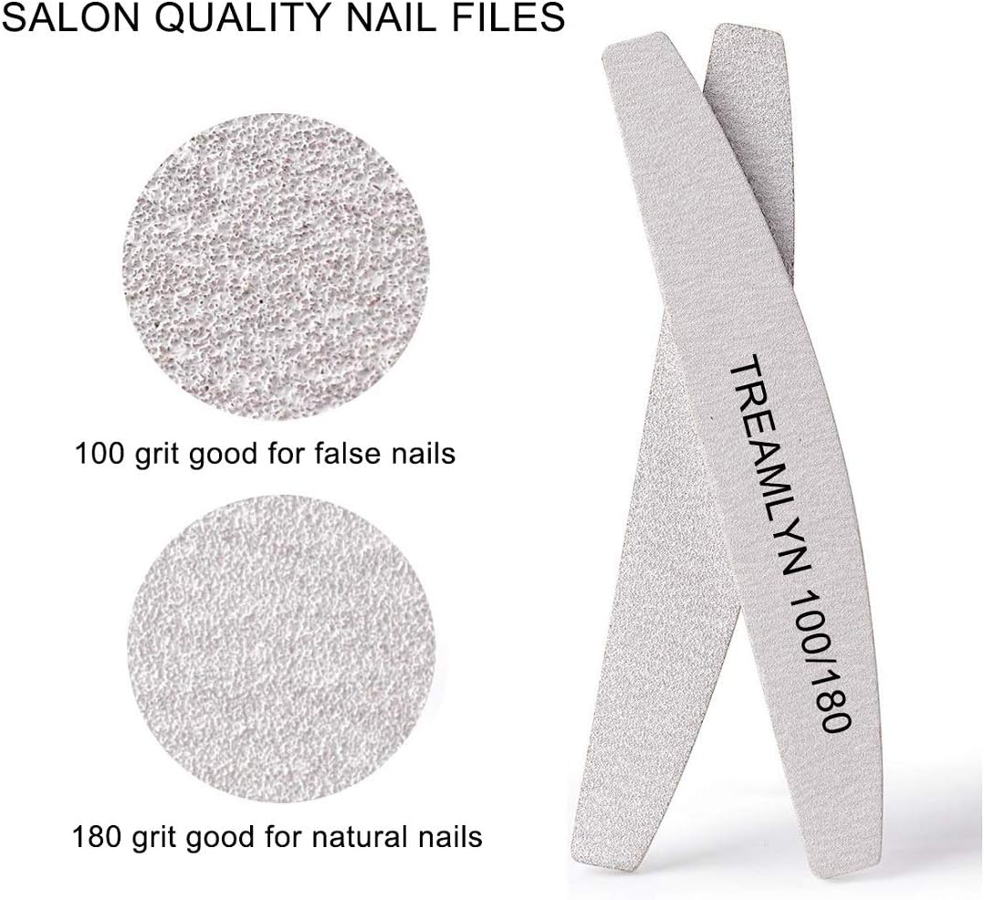 Skiennix Heavy Duty Nail Files - 10 Pcs 100/180 Grit Emery Boards for Acrylic & Natural Nails