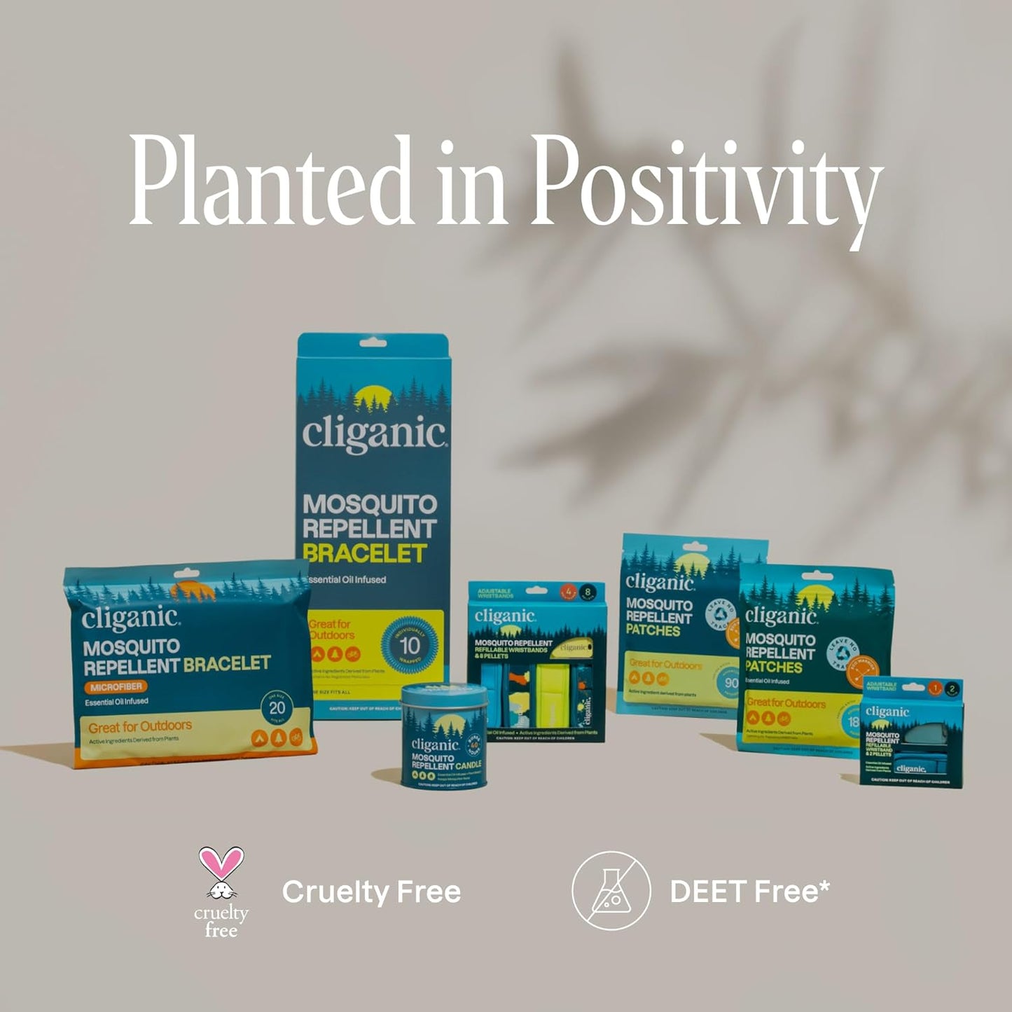Cliganic Mosquito Repellent Bracelets - 10 Pack of Natural DEET-Free Bands for Adults & Kids