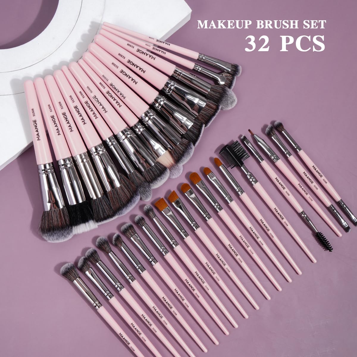MAANGE Makeup Brushes 54 Pcs Makeup Tool Set, Multi-functional Makeup Kit Premium Synthetic Brush Make up Brushes Set for Women Girl (Pink, 54 Pcs)