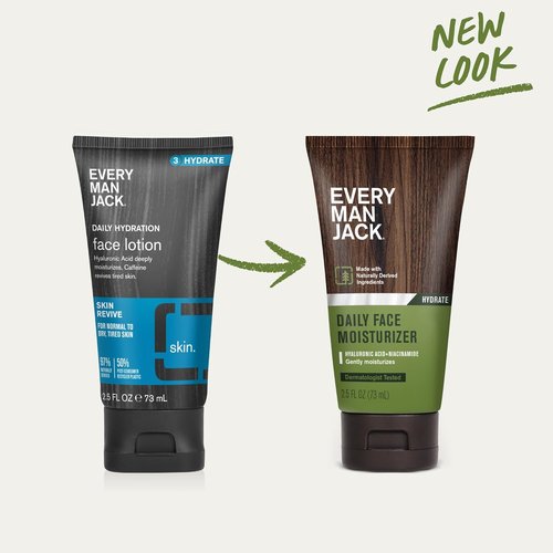 Every Man Jack Daily Face Lotion - Deeply Moisturizing Formula with Hyaluronic Acid & Aloe Vera | 2.5 oz (2 Pack)