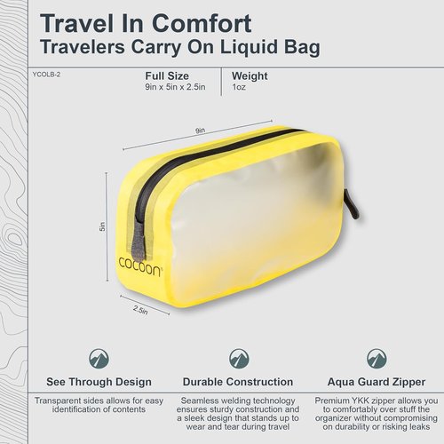 Cocoon Premium Travelers Carry-On Liquid Bag - Stylish Yellow Design for Easy Packing
