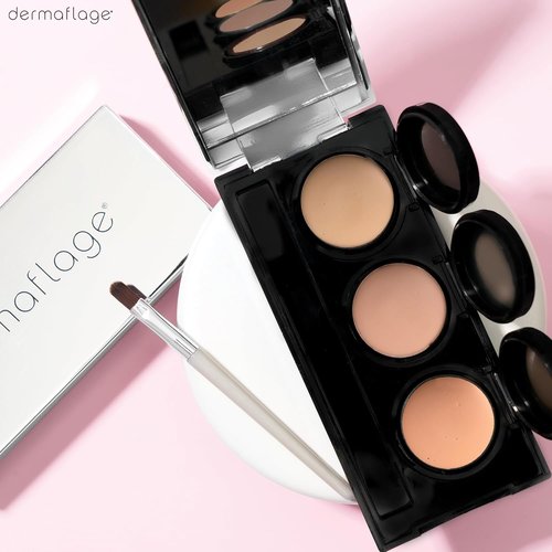 Dermaflage Waterproof Concealer Palette - Full Coverage Matte Finish for Face & Body | Hides Dark Circles & Acne - Light Shades