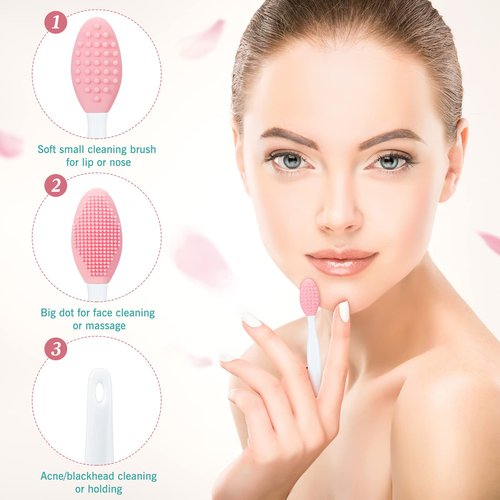 24 Pcs Silicone Exfoliating Lip Brush with Container, Double Sided Silicone Lip Scrubber Soft Cleaning Brush for Plump Smoother Appearance (Pink, Green, Purple)