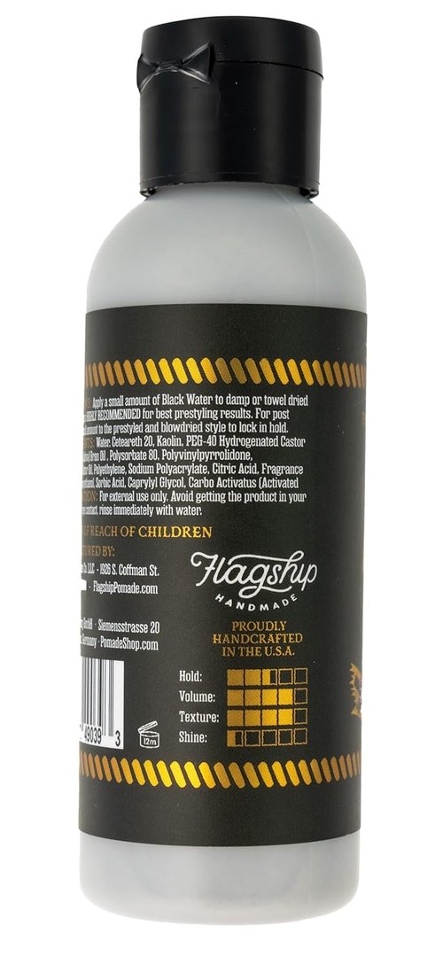 FLAGSHIP Black Water Hair Pomade for Men - Medium Hold, Low Shine Matte Finish - 3.4 oz Texturizing Cream
