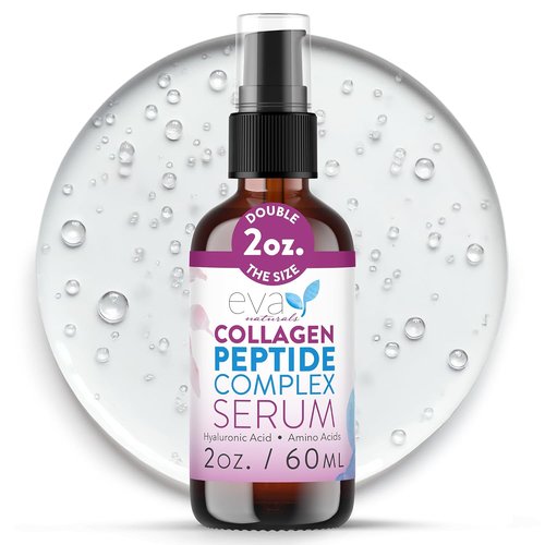 Eva Naturals Collagen Serum - Anti-Aging Multi-Peptide Face Serum with Hyaluronic Acid | Fragrance-Free 2 oz