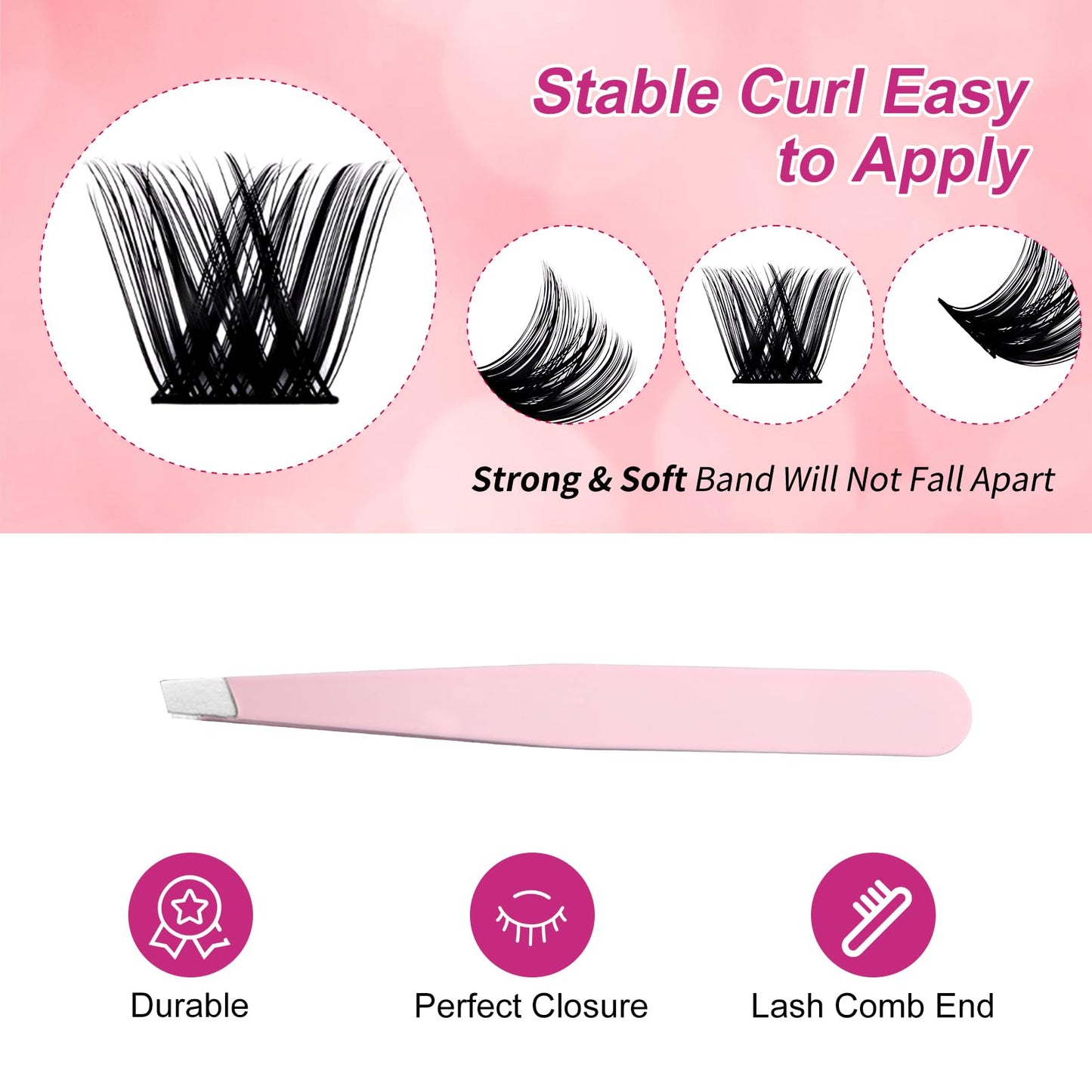 FADLASH Eyelash Extension Kit Lash Clusters Mix Tray Thin Band DIY Lash Extension Kit with Lash Bond and Seal Lash Tweezers Eyelash Applicator Tool Individual Lashes(F2-0.07D-12-18mm Kit)