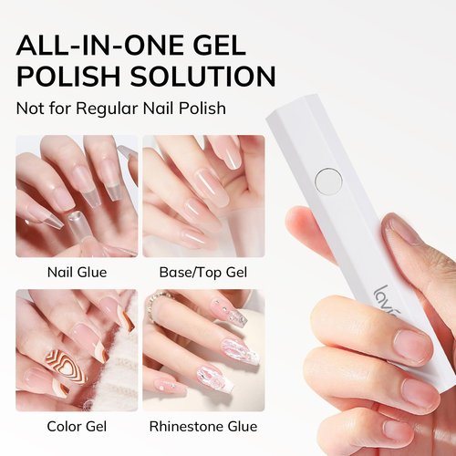 Lavinda Handheld UV Light for Gel Nails, Mini Nail Lamp, Portable Cordless Rechargeable UV Led Nail Lamp Nail Dryer for Fast Curing Gel Polish USB Flashlight for Home DIY Manicure