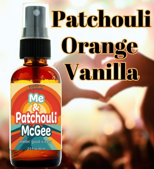 Frankie & Myrrh Aromatherapy Spray - Patchouli Orange Vanilla (2 Fl Oz) + Sticker Pack & Bonus Gift