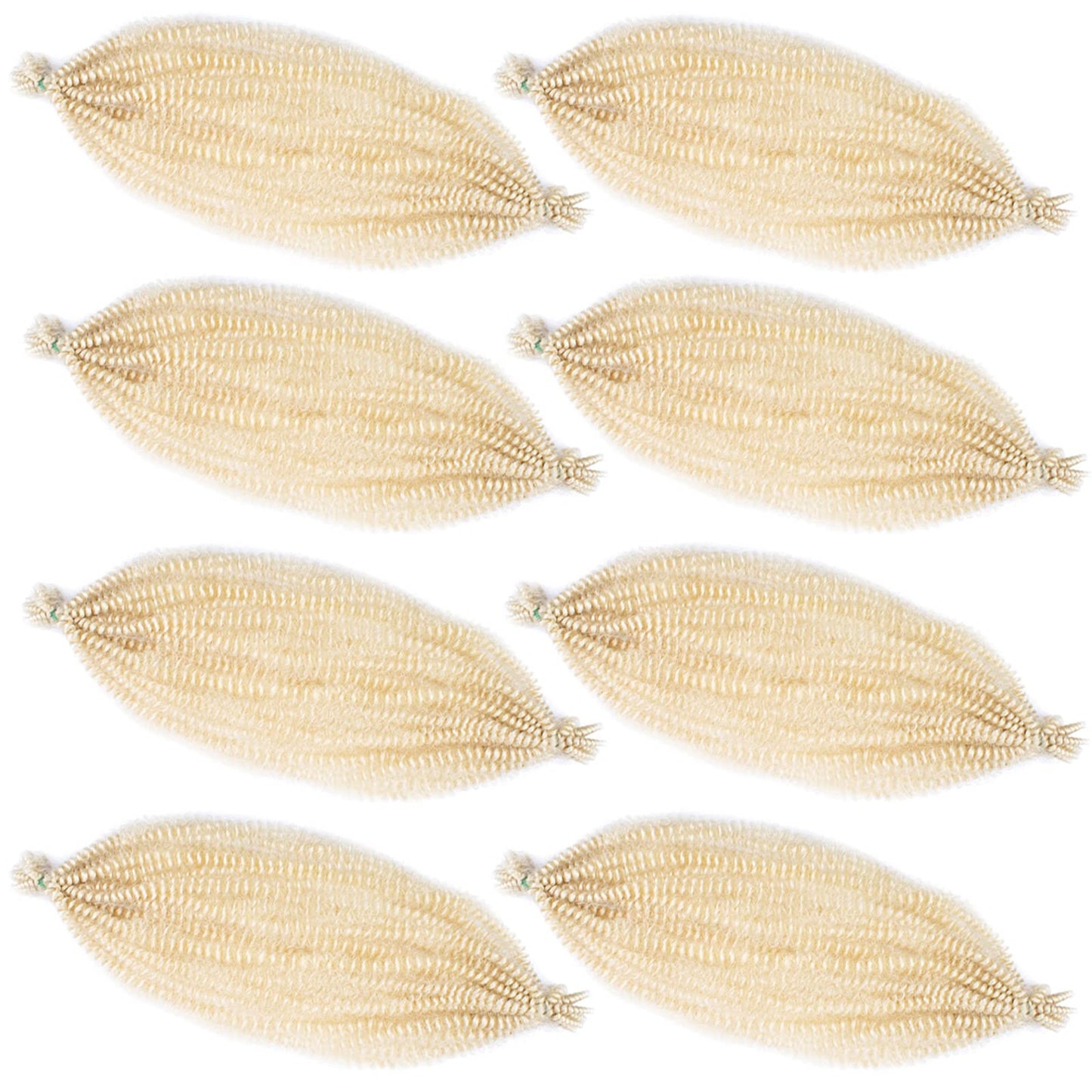 ZRQ 8 Packs Pre-Separated Springy Afro Twist Hair For Distressed Soft Locs Blond Marley Crochet Braiding Hair 16 Inch Synthetic Spring Twist Hair Extension For Women 8 Strands/Pack (613#)