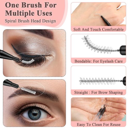 MAPVOLUT Micro Eyebrow Brush Set - 120 Pcs Brow Lamination & Lash Tint Tools with Caps