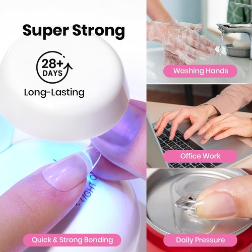 Beetles Gel Nail Kit Etch-X, Medium Coffin, 288pcs 12 Sizes Nail tips, 3Pcs 15ml HEMA-Free Nail Glue Top Coat & Base Gel Set, for Acrylic Press On Nail, Long Lasting Extension DIY Set at Home
