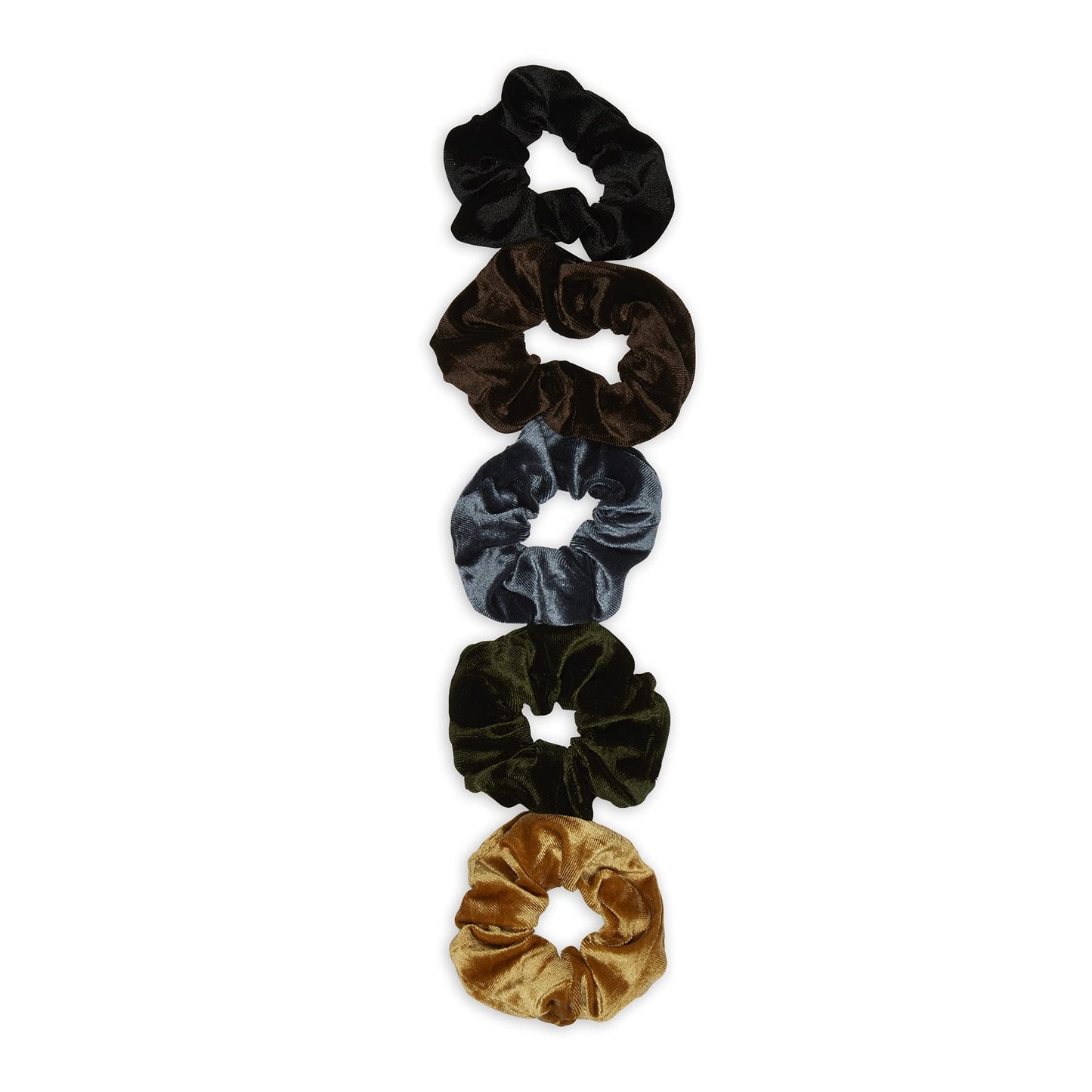 Hadley Wren Women's Scrunchie Collection, 5 Piece Set, Velvet Earth Tones, One Size (Pack of 2)