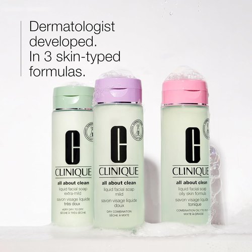 Clinique All About Clean Facial Cleanser - Gentle Soap for Dry Combination Skin, Mild Formula