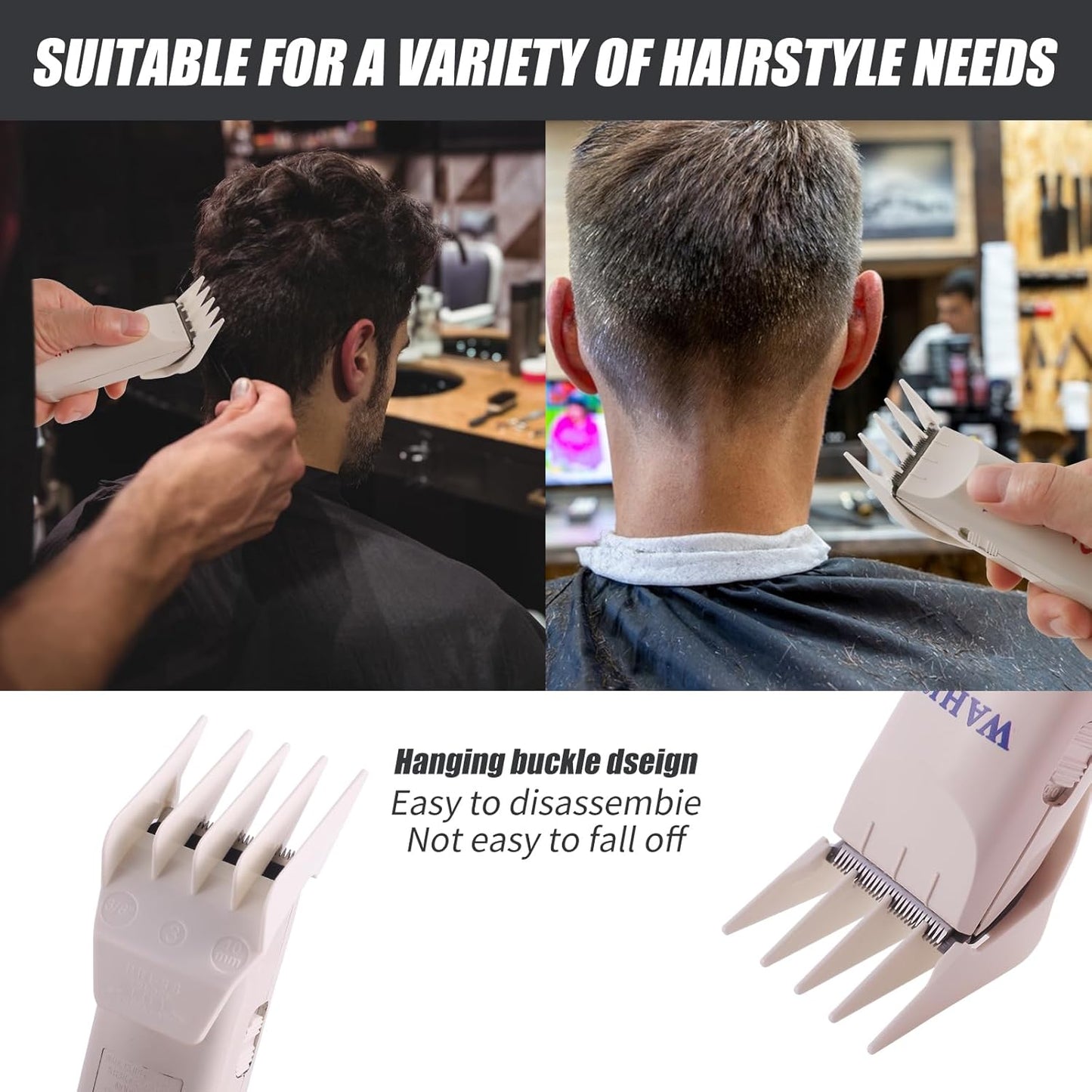 Wahl Peanut Clipper Guards Set - Professional Replacement Guides, 1/8" to 1/2", 4-Piece, White