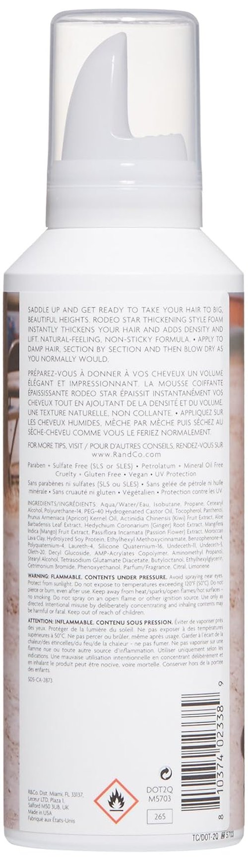 R+Co RODEO STAR Thickening Style Foam – Volumizing & Texturizing Hair Foam, Adds Body & Hold, All Hair Types