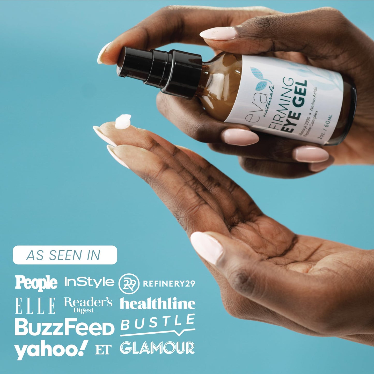 Eva Naturals Anti-Aging Eye Gel - Luxurious Hydrating Under Eye Cream For Dark Circles and Puffiness, Bags, Crows Feet, Wrinkles - With Hyaluronic Acid & Skin-Firming Peptides Eye Serum 2 oz (2 Pack)