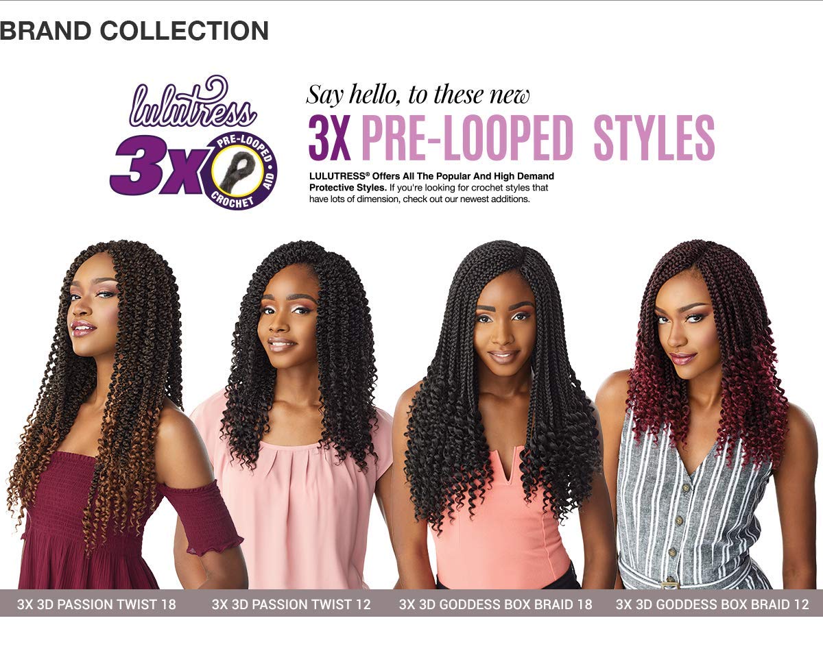 Sensationnel Crochet braids Lulutress 3X Pre-Looped 3D Passion Twist 18" (1-PACK, 1B)