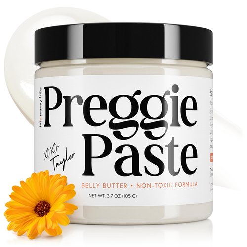 MOMMY LIFE Preggie Paste Belly Butter - Baby Essentials & Pregnancy Must Haves - Moisturizing Belly Firming Cream with Manuka Honey & Vitamin E - Hydrating & Nourishing Body Butter for Women (4oz)