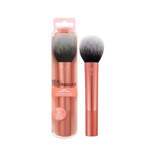 Real Techniques Ultra Plush Powder Makeup Brush - Large Fluffy Brush for Sheer Buildable Coverage | Vegan & Cruelty-Free