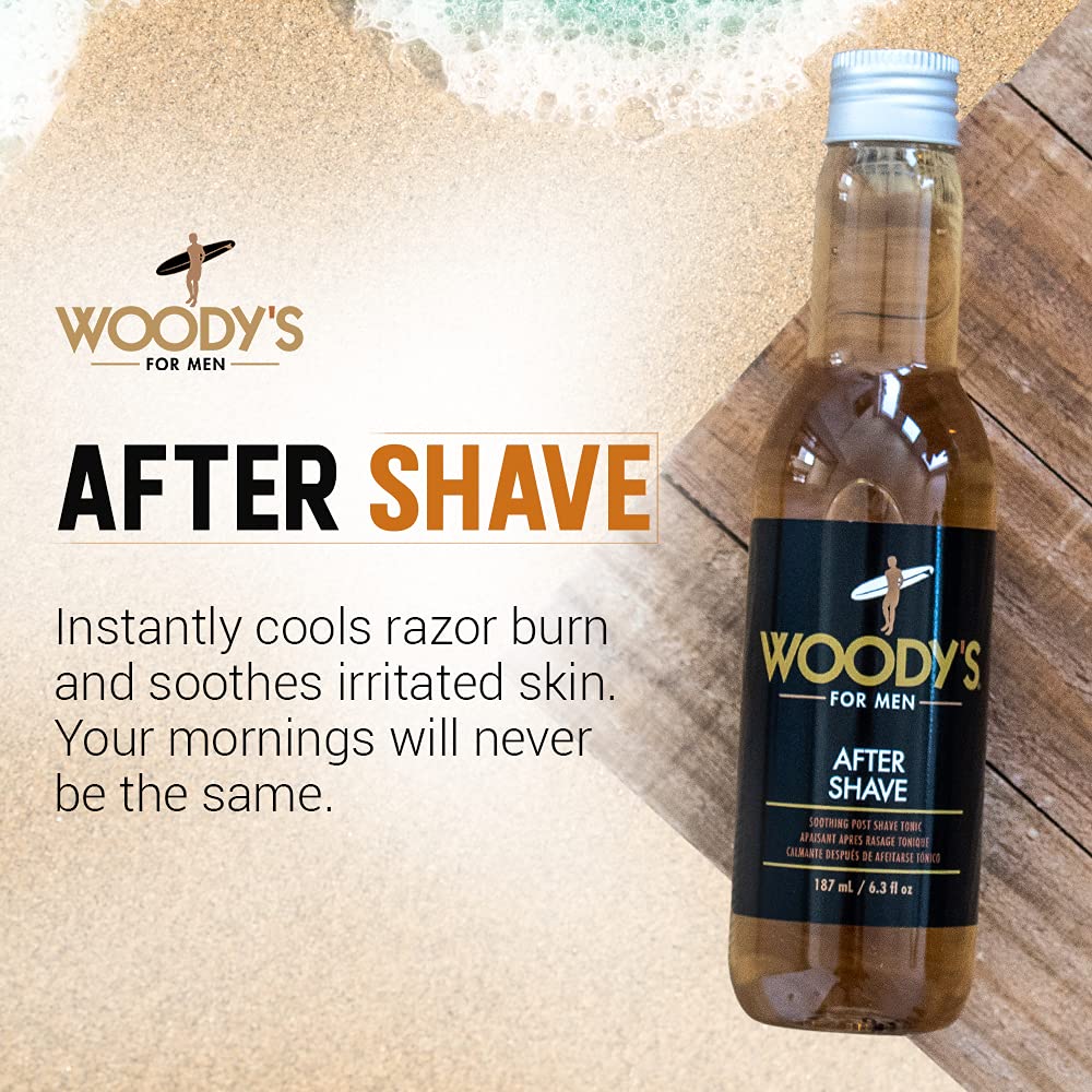 Woody's Aftershave Tonic for Men - Soothing Aloe Vera & Chamomile Formula, 6.3 fl oz