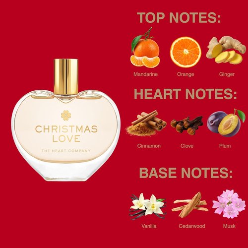 CHRISTMAS LOVE Eau de Parfum – Limited Edition Holiday Perfume for Women – Vegan Fragrance with Sicilian Mandarin, Cinnamon & Vanilla – 75ml / 2.5oz Heart-Shaped Bottle