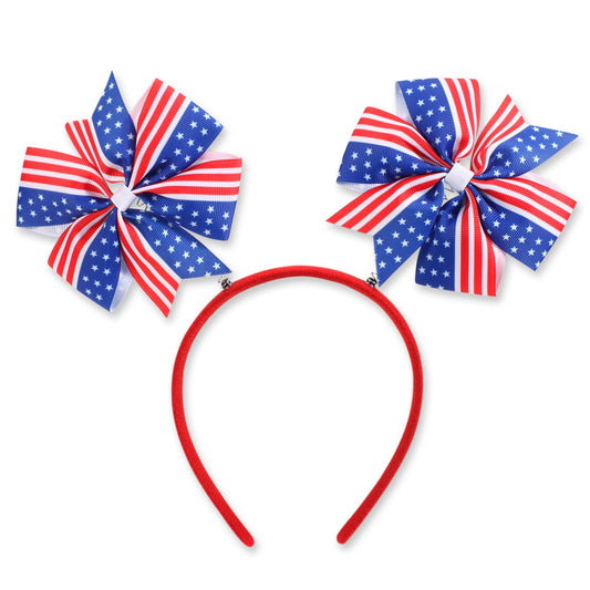 Ardorchid 4th of July Headband Independence Day Hair Accessories Patriotic America USA Flag Red White and Blue Star Party Hair Decoration Cute Elastic Hair Hoop for Women Girls Kids