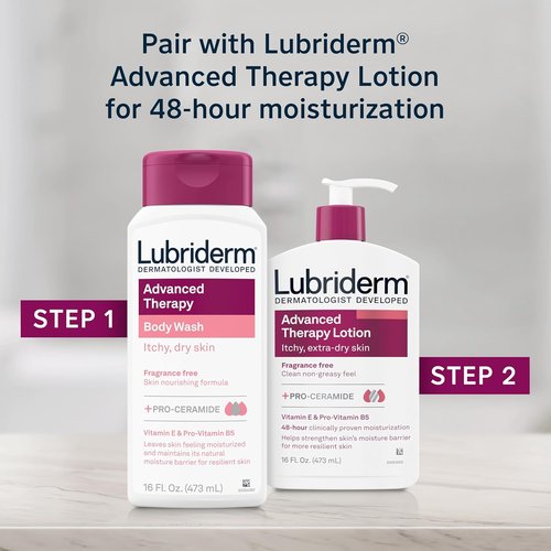 Lubriderm Advanced Therapy Body Wash - Unscented Nourishing Cleanser with Pro-Ceramide & Vitamin E | 16 fl. oz