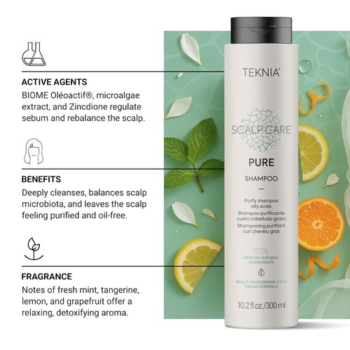 Lakmé Teknia Scalp Care Shampoo - Purifying Formula for Oily Scalp | 10.2 Fl Oz