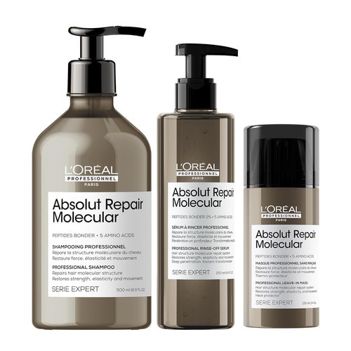 L'Oréal Professionnel Paris Hair Care Set - Sulfate-Free Shampoo, Rinse-Off Serum & Leave-In Mask for Extremely Dry, Damaged Hair with Peptide Bonder & Amino Acids