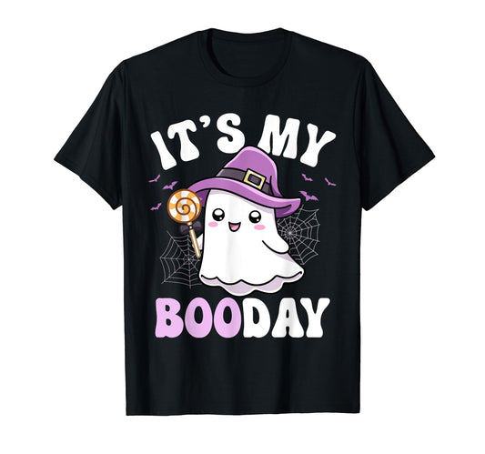 Its My Boo Day Cute Ghost Halloween Birthday Boys Girls Kids T-Shirt