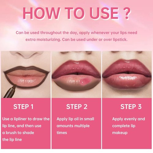 HOSAILY Hydrating Lip Oil & Liner Set - Plumping Gloss with Big Brush Head | 4 Colors Available