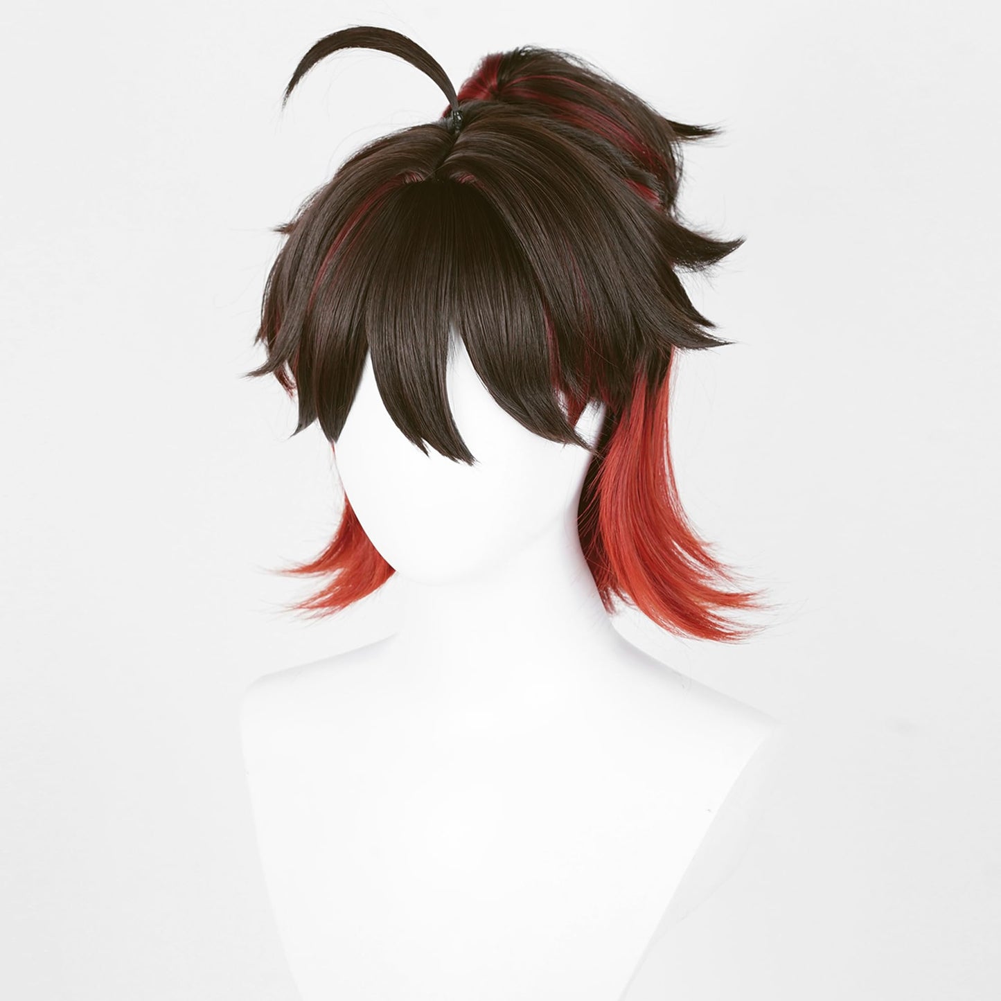 Genshin Impact Gaming Cosplay Wig Ponytail Brown Mixed Red Long Straigh Hair With Bangs Costume Hair Adult Halloween Wigs for Adult