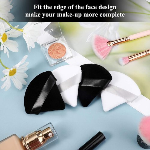 Maitys Triangle Powder Puff - 12 Soft, Washable Makeup Sponges for Loose Powder | Black & White