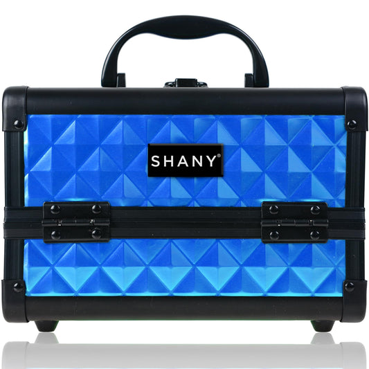 SHANY Chic Makeup Train Case Cosmetic Box Portable Makeup Case Cosmetics Beauty Organizer Jewelry storage with Locks, Multi trays Makeup Storage Box with Makeup Mirror - Peacock Blue