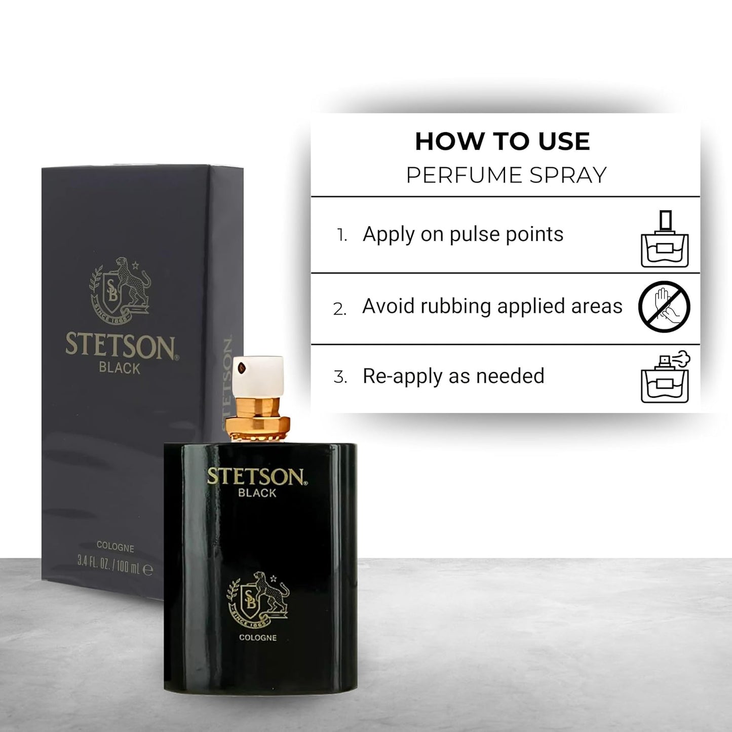 Stetson Black Cologne for Men - Invigorating Fragrance Spray | 3.4 Ounces