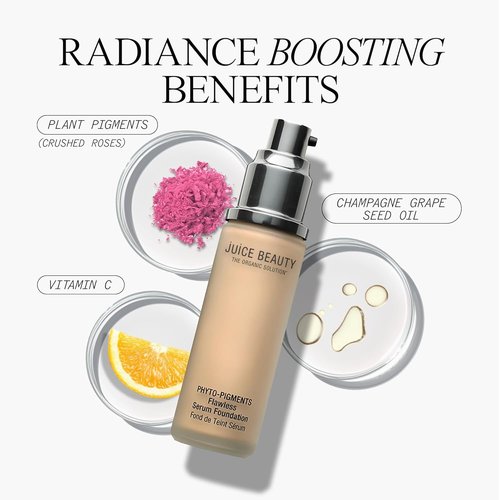 Juice Beauty Phyto-Pigments Flawless Serum Foundation - 16 Natural Tan | Medium-to-Full Coverage, Vegan & Cruelty-Free - 30 mL