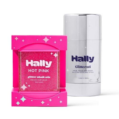 Hally Hair Glitterati | Temporary Glitter Hair Color & Accessories Styling Kit - Twist Up Stix & Washable Shimmer Gel for All Hair Types