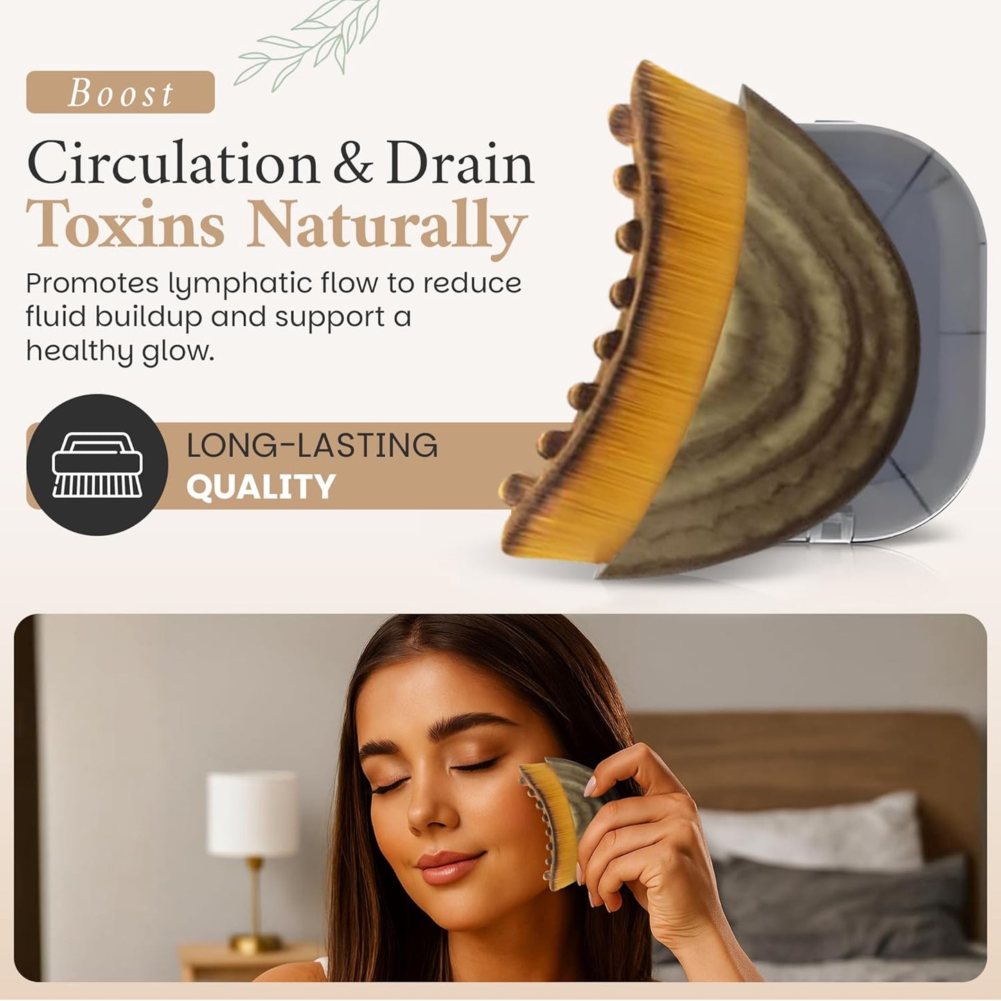 Skiennix Lymphatic Contour Face Brush - Sculpting Tool for Jawline & Chin | Dry Massage Brush