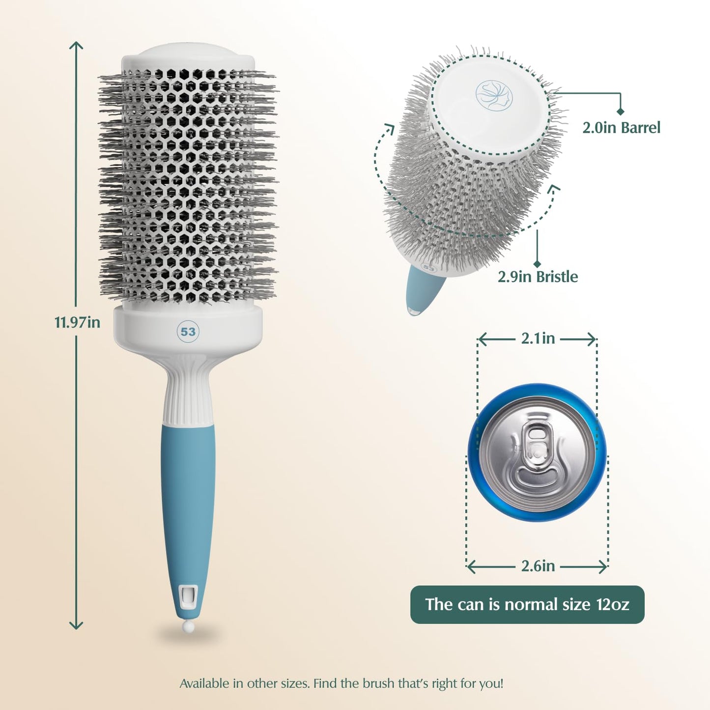 Skiennix Professional Round Brush - 2 Inch Ceramic Ion Thermal Barrel for Sleek Heat Styling & Volume