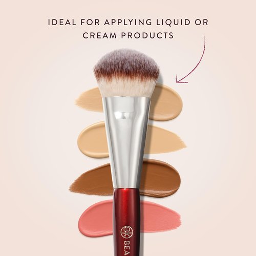 BK Beauty Brushes - 109 Mini Contoured Foundation Brush - Perfect for Liquid & Cream Foundations | Ideal for Bronzer, Blush & Highlighter