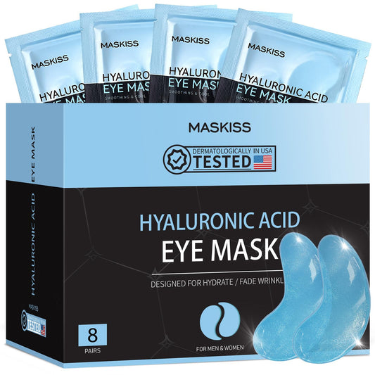 Maskiss Under Eye Patches (8 Pairs), Hyaluronic Acid Eye Masks for Dark Circles Puffy Eyes Undereye Bags, Collagen Eye Patches for Wrinkles and Hydrate, Eye Skincare Gift for Her