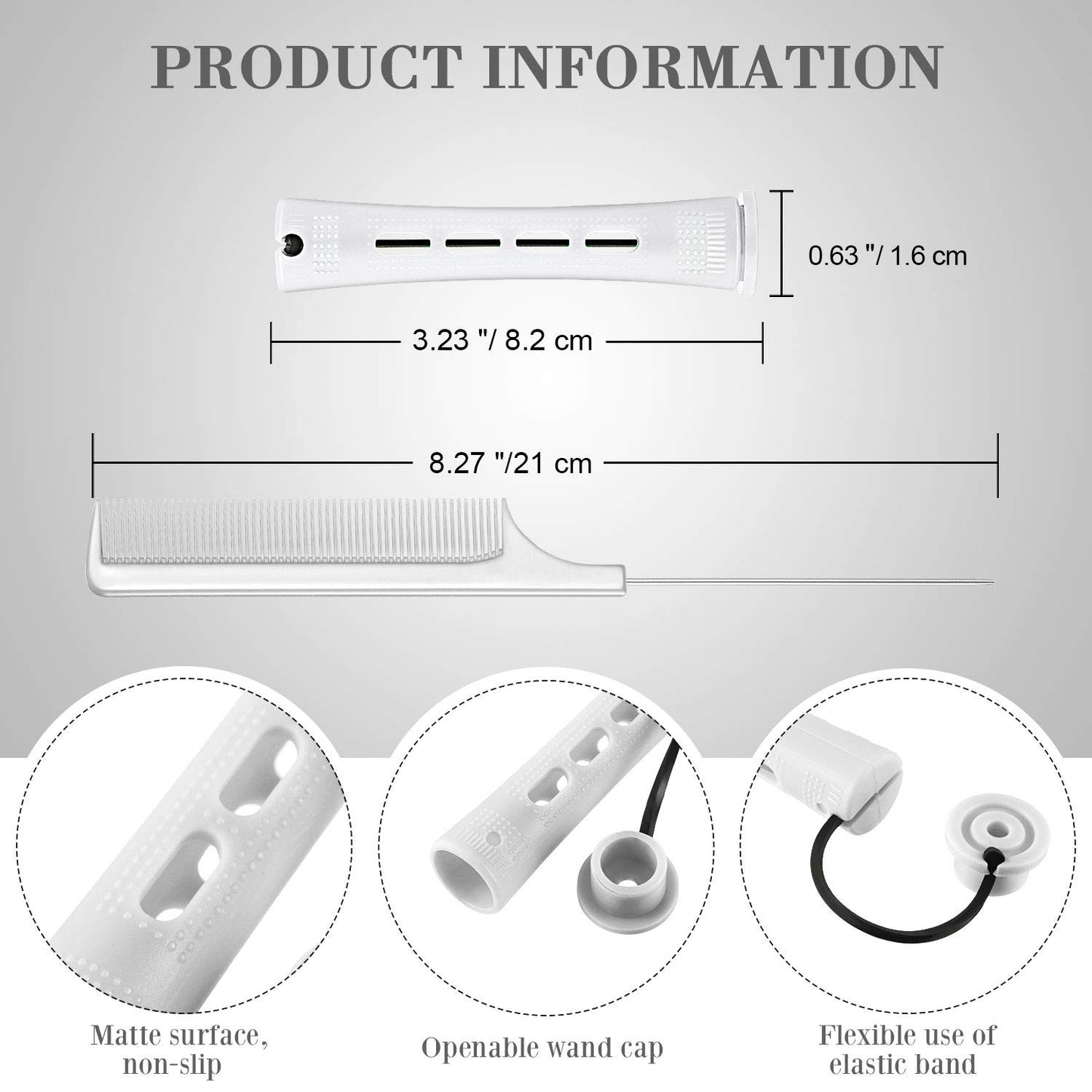Skiennix 48 Plastic Hair Perming Rods - Curlers with Steel Pintail Comb for Hairdressing | 0.63 Inch