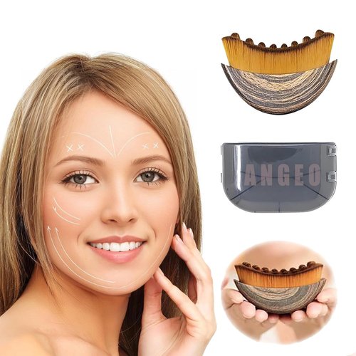 ANGEO Lymphatic Contour Face Brush - Soft Bristle Massager for Facial Sculpting & Lymphatic Drainage