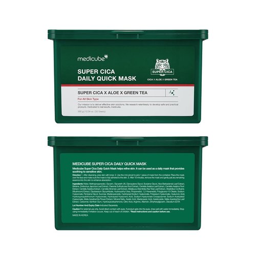 Medicube Super Cica Daily Facial Masks - 60-Second Soothing & Hydrating Mask with 88% Cica | 30 Sheets, Vegan Certified
