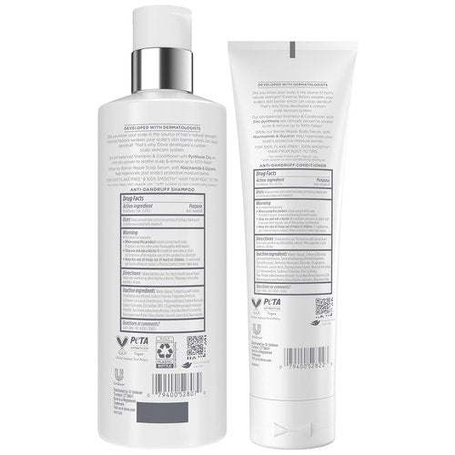 Dove Derma Scalp Anti-Dandruff Shampoo & Conditioner - Itch Relief Treatment with 1% Pyrithione Zinc & Niacinamide